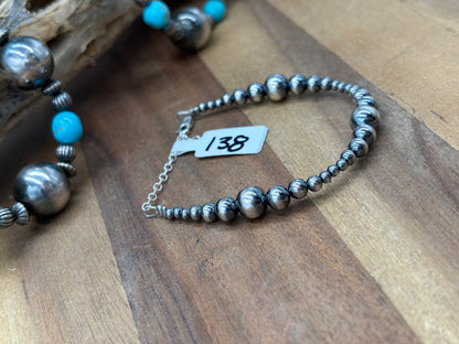 3mm-8mm #826-12 Graduated Sterling Silver Pearl Bracelet