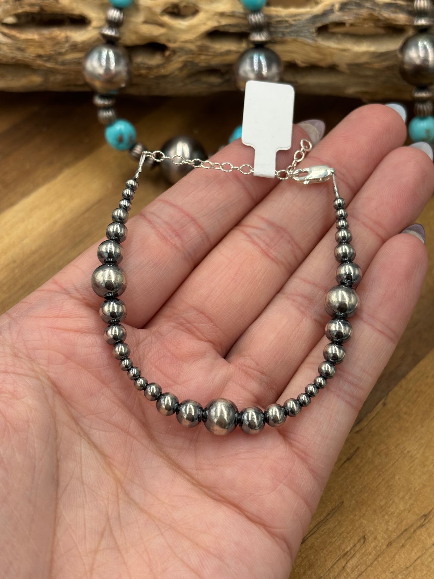3mm-8mm #826-12 Graduated Sterling Silver Pearl Bracelet