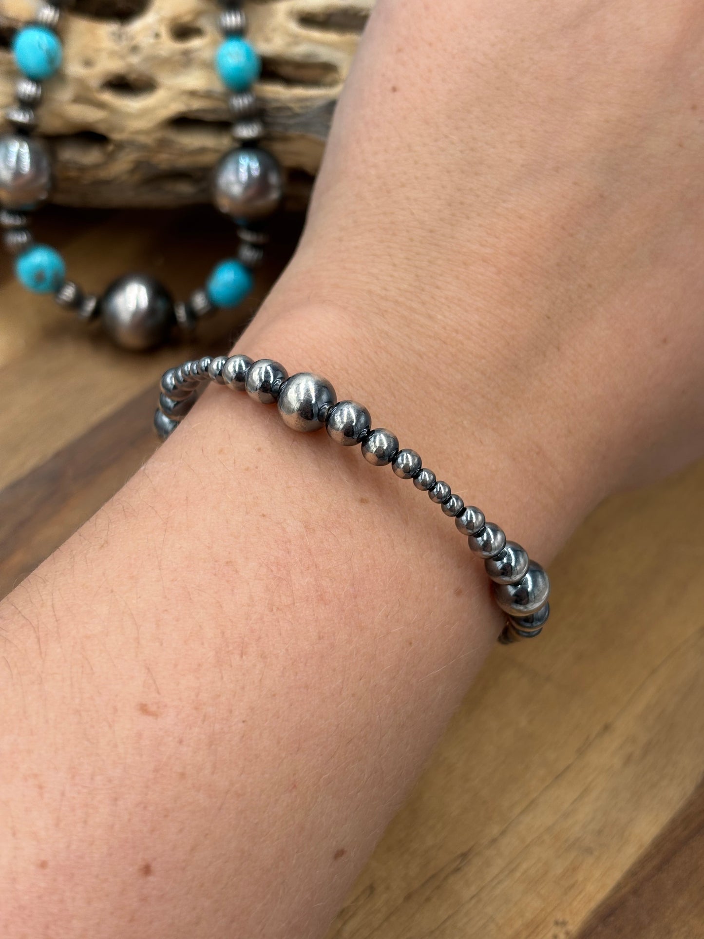 3mm-8mm #826-12 Graduated Sterling Silver Pearl Bracelet