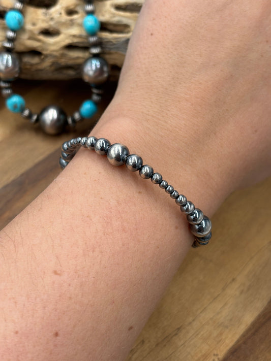 3mm-8mm #826-12 Graduated Sterling Silver Pearl Bracelet