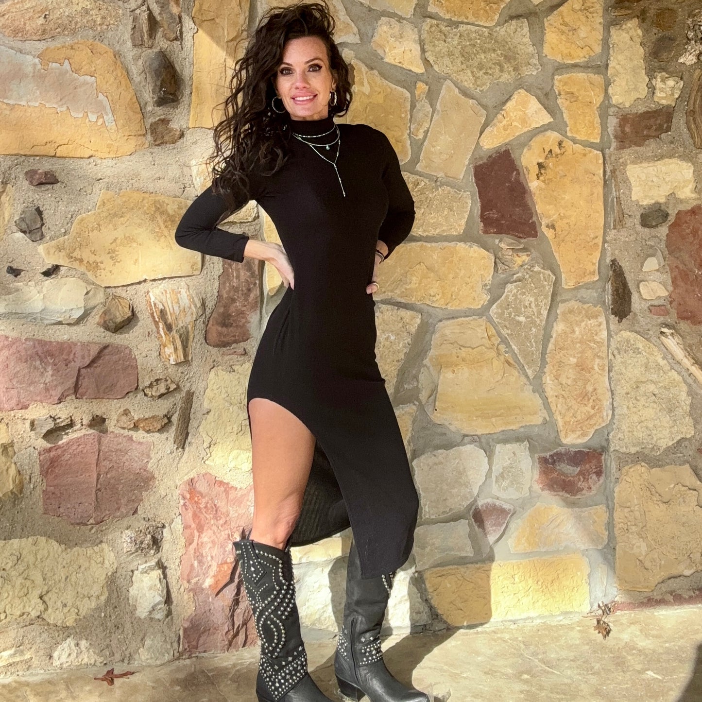 Black Saddle Siren Dress