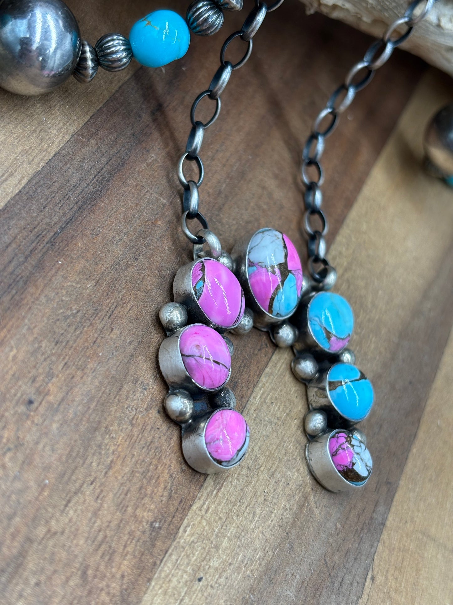 Cotton Candy #826-20 Naja Necklace by Augustine Largo, Navajo