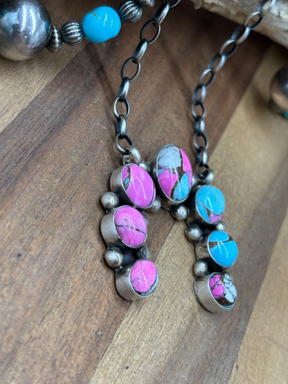 Cotton Candy #826-20 Naja Necklace by Augustine Largo, Navajo
