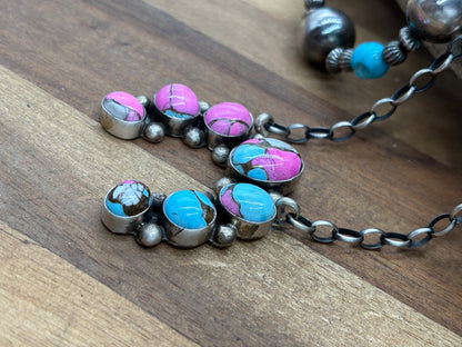 Cotton Candy #826-20 Naja Necklace by Augustine Largo, Navajo