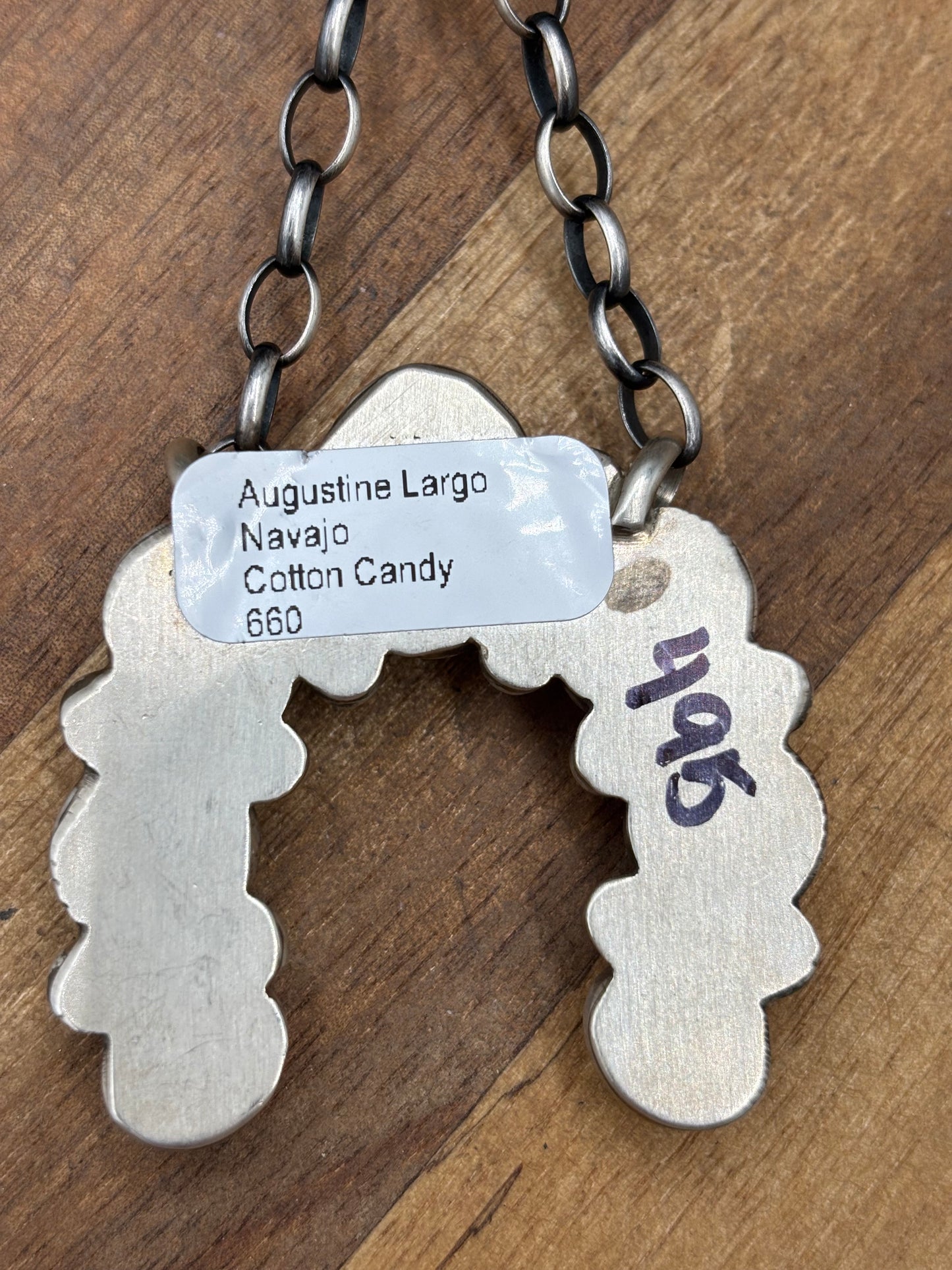 Cotton Candy #826-20 Naja Necklace by Augustine Largo, Navajo