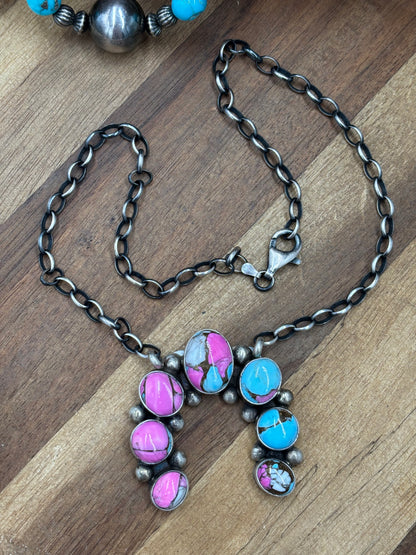 Cotton Candy #826-20 Naja Necklace by Augustine Largo, Navajo