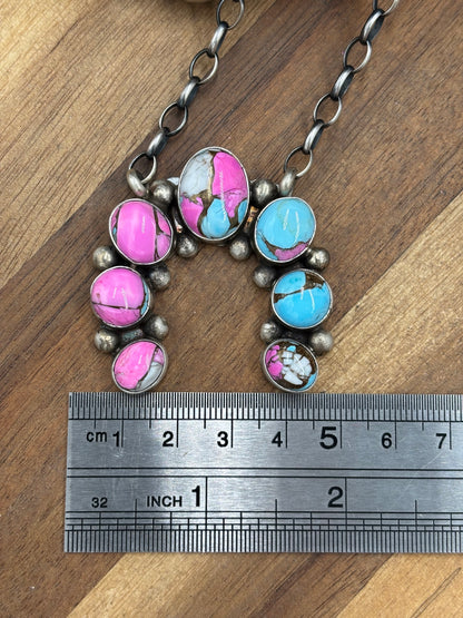 Cotton Candy #826-20 Naja Necklace by Augustine Largo, Navajo