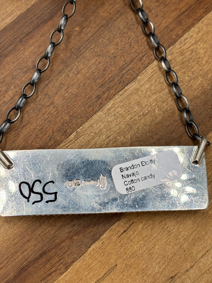 Cotton Candy #826-18 XL Bar Necklace by Brandon Etcitty, Navajo