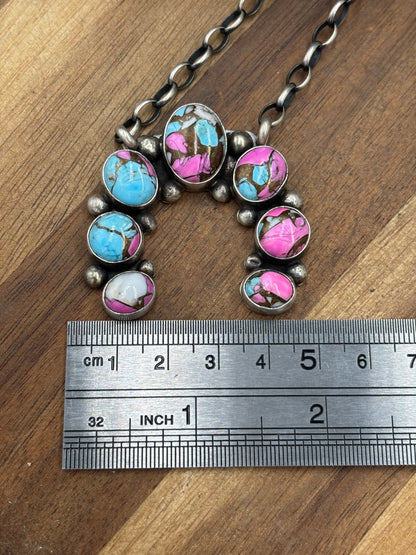 Cotton Candy #826-21 Naja Necklace by Augustine Largo, Navajo