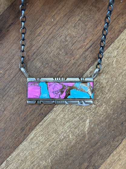 Cotton Candy #826-23 Bar Necklace by Steve Francisco, Navajo