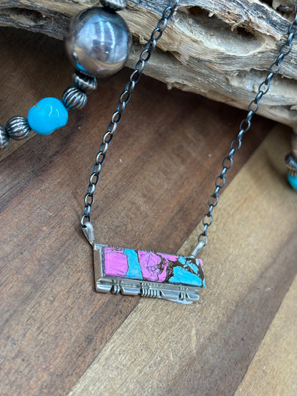 Cotton Candy #826-23 Bar Necklace by Steve Francisco, Navajo