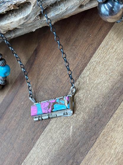 Cotton Candy #826-23 Bar Necklace by Steve Francisco, Navajo