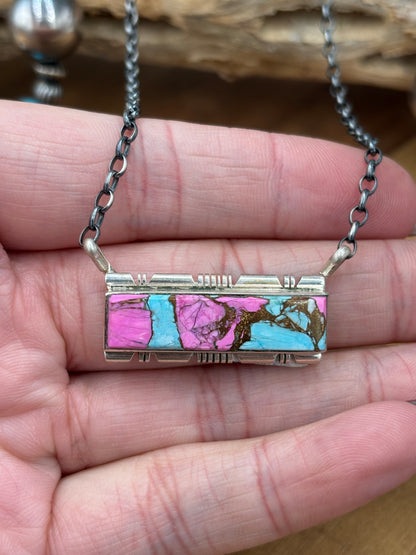 Cotton Candy #826-23 Bar Necklace by Steve Francisco, Navajo