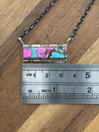 Cotton Candy #826-23 Bar Necklace by Steve Francisco, Navajo
