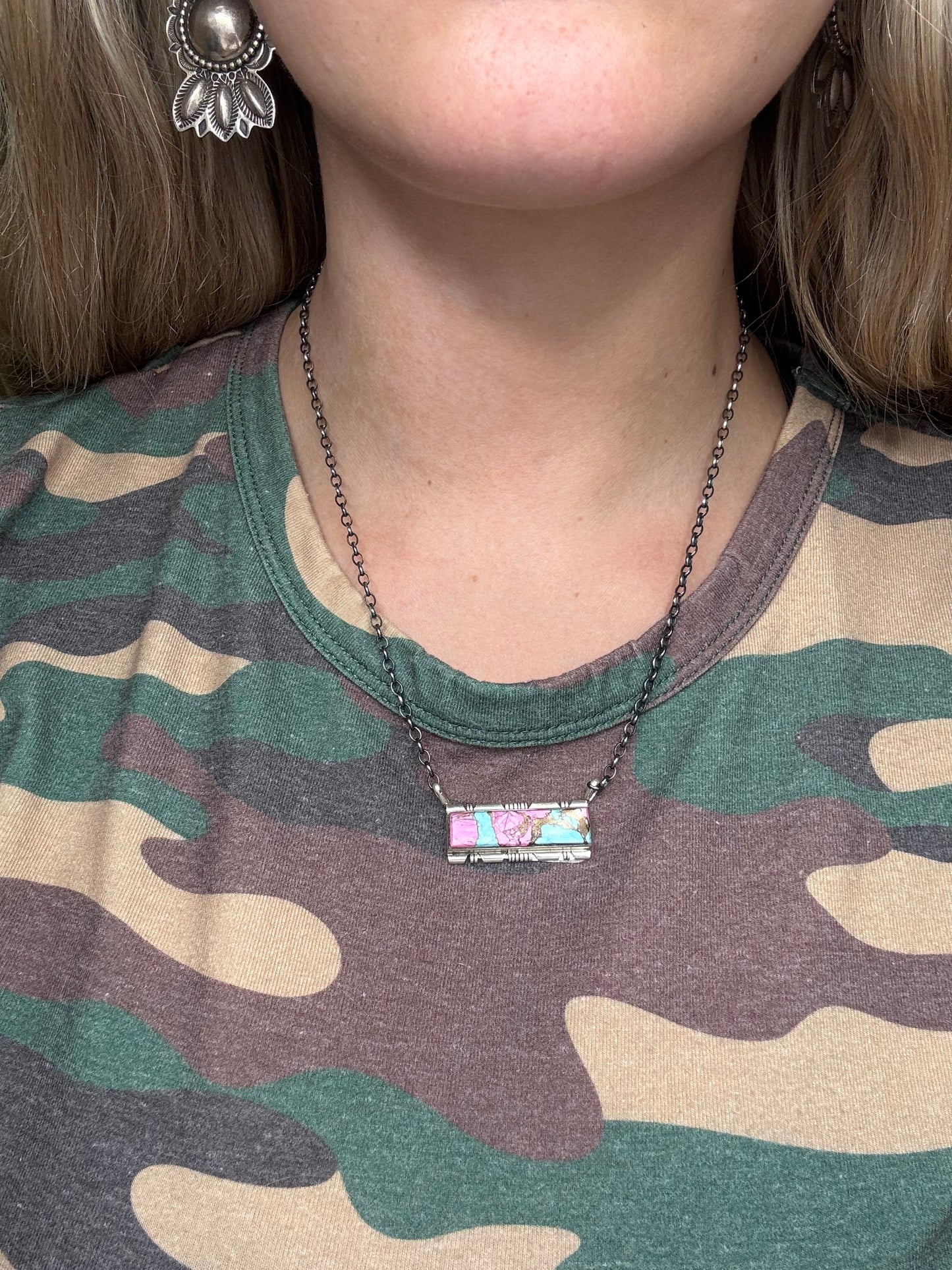 Cotton Candy #826-23 Bar Necklace by Steve Francisco, Navajo