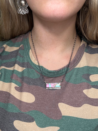 Cotton Candy #826-23 Bar Necklace by Steve Francisco, Navajo