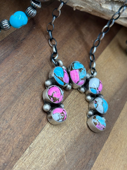 Cotton Candy #826-22 Naja Necklace by Augustine Largo, Navajo