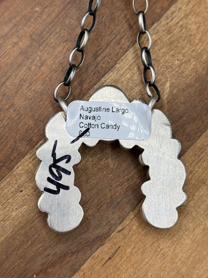 Cotton Candy #826-22 Naja Necklace by Augustine Largo, Navajo