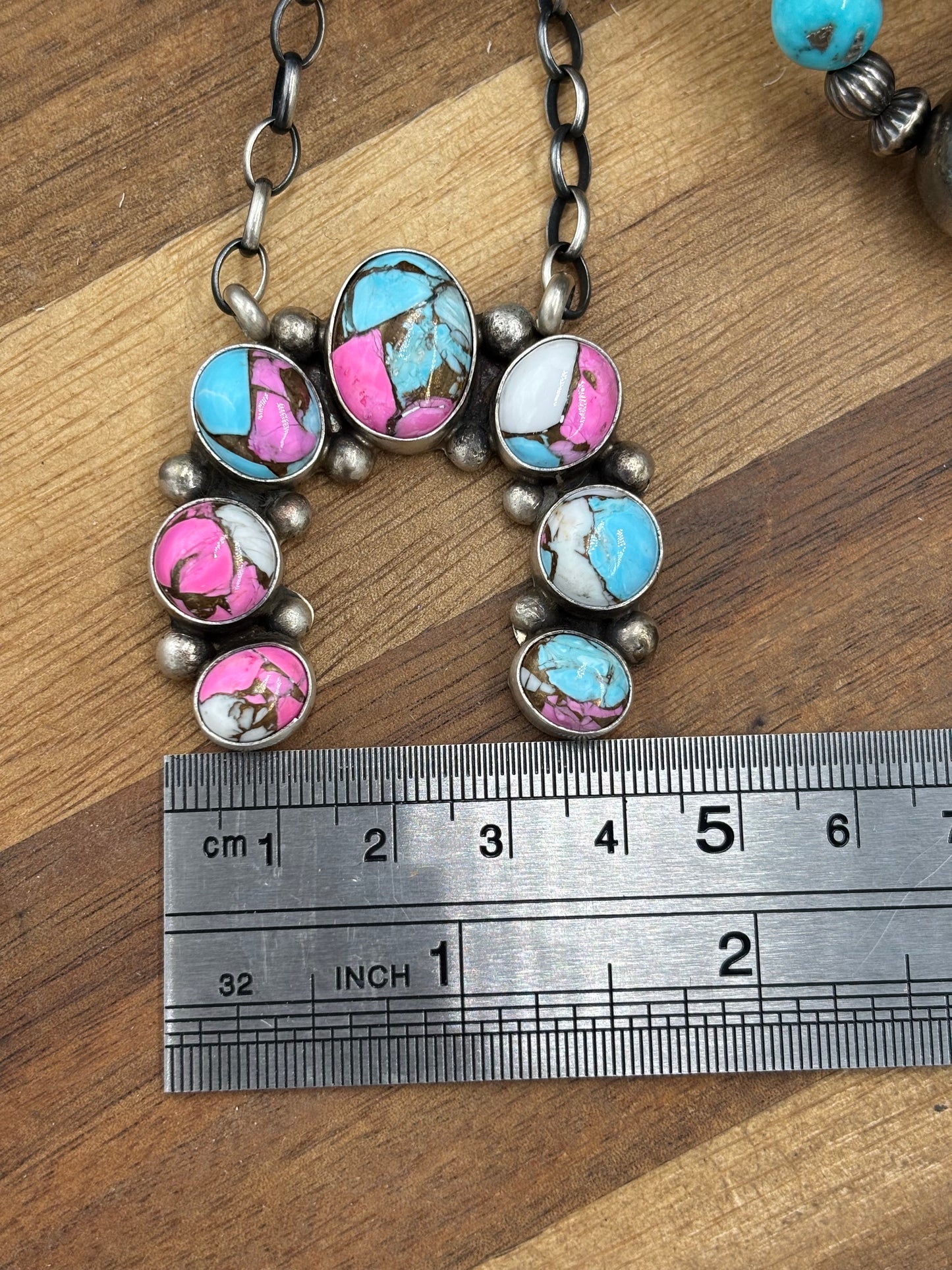 Cotton Candy #826-22 Naja Necklace by Augustine Largo, Navajo