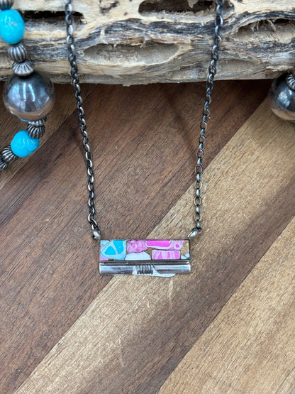 Cotton Candy #826-24 Bar Necklace by Steve Francisco, Navajo
