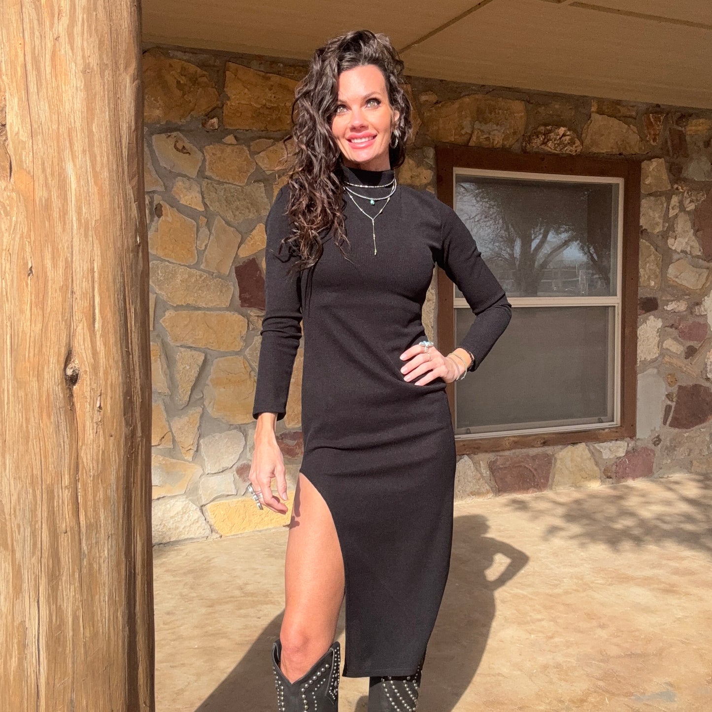 Black Saddle Siren Dress