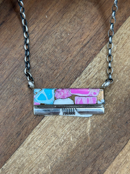 Cotton Candy #826-24 Bar Necklace by Steve Francisco, Navajo