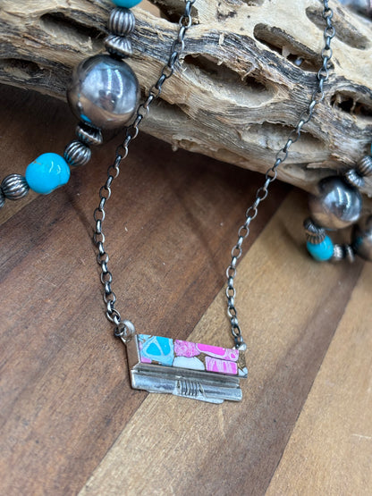 Cotton Candy #826-24 Bar Necklace by Steve Francisco, Navajo