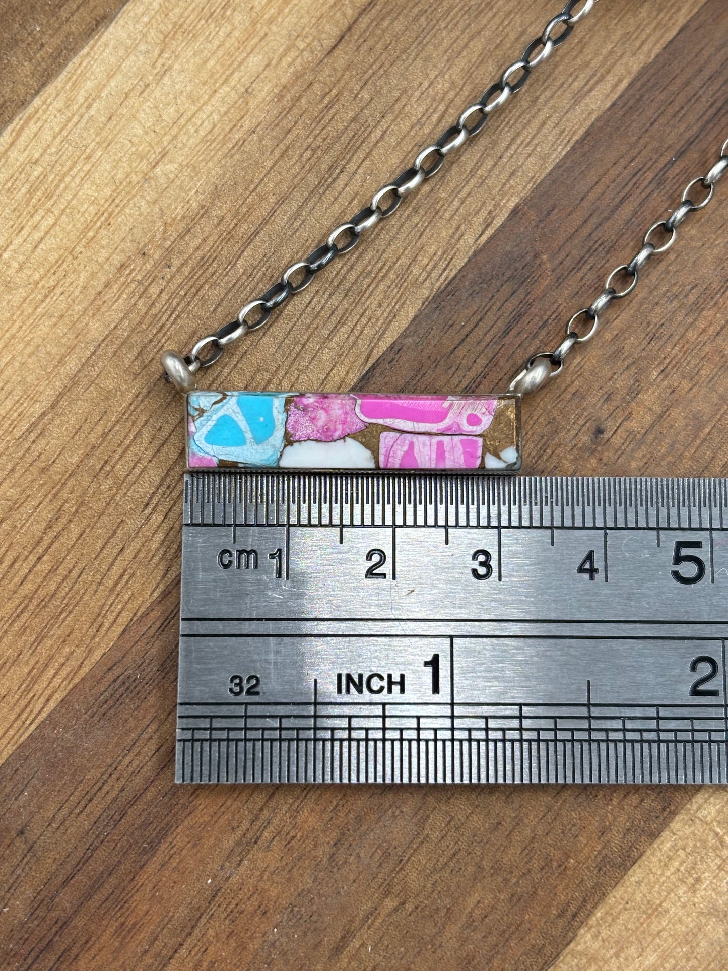 Cotton Candy #826-24 Bar Necklace by Steve Francisco, Navajo