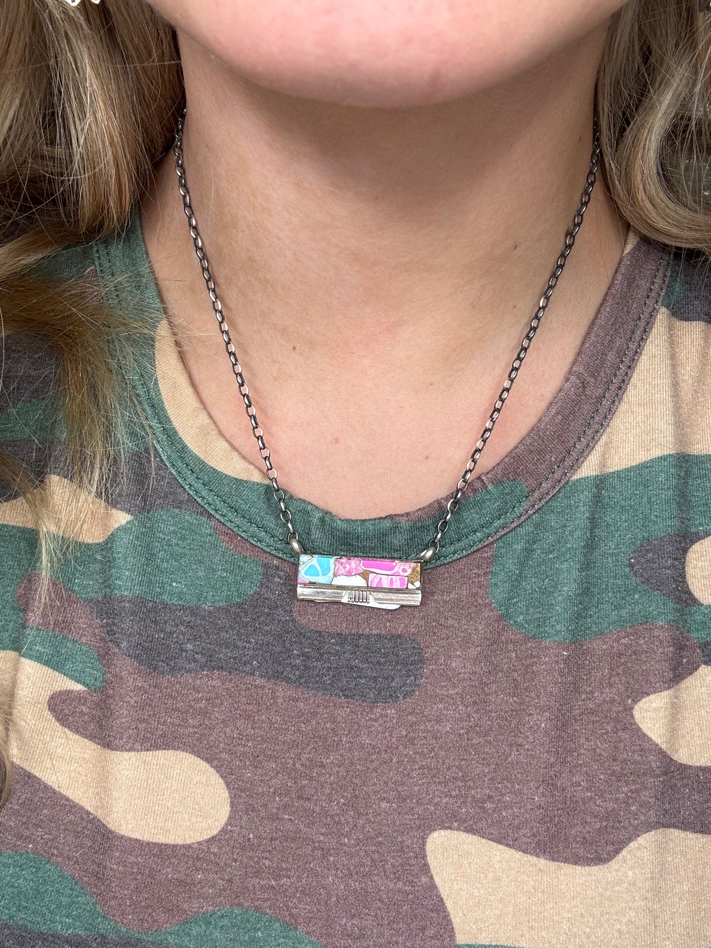 Cotton Candy #826-24 Bar Necklace by Steve Francisco, Navajo
