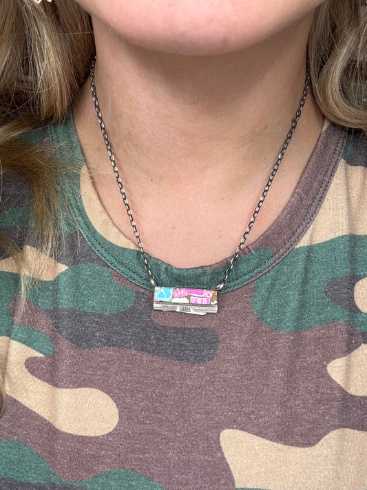 Cotton Candy #826-24 Bar Necklace by Steve Francisco, Navajo
