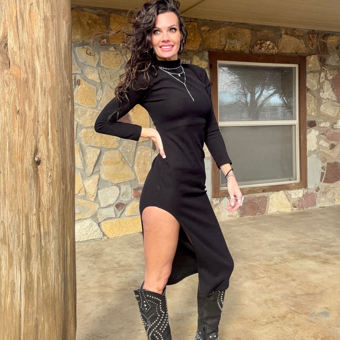 Black Saddle Siren Dress