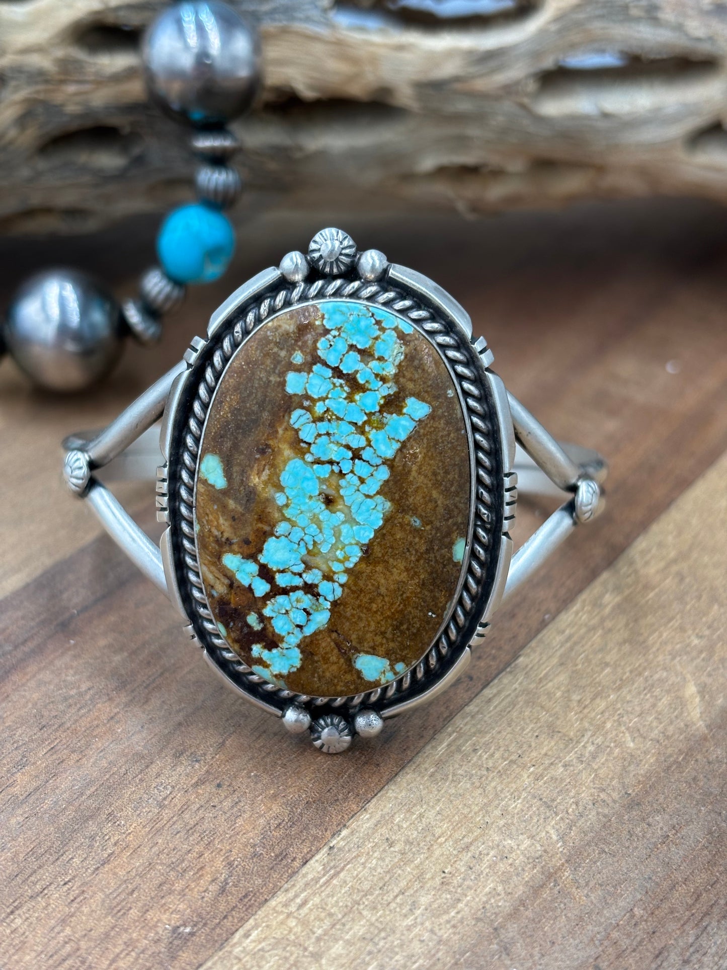 Mine #8 Turquoise #92-2 Cuff by Eugene Belone, Navajo