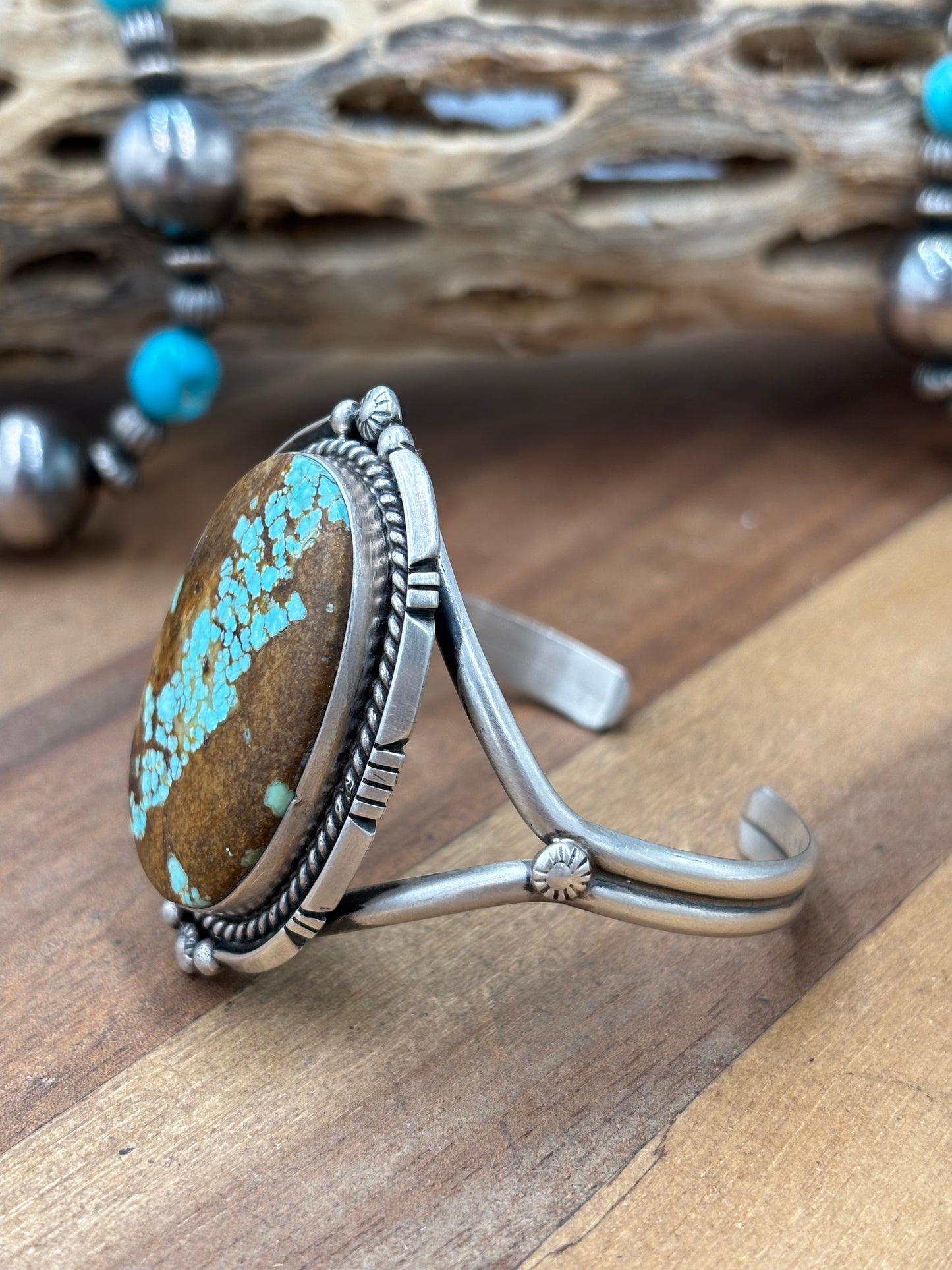 Mine #8 Turquoise #92-2 Cuff by Eugene Belone, Navajo