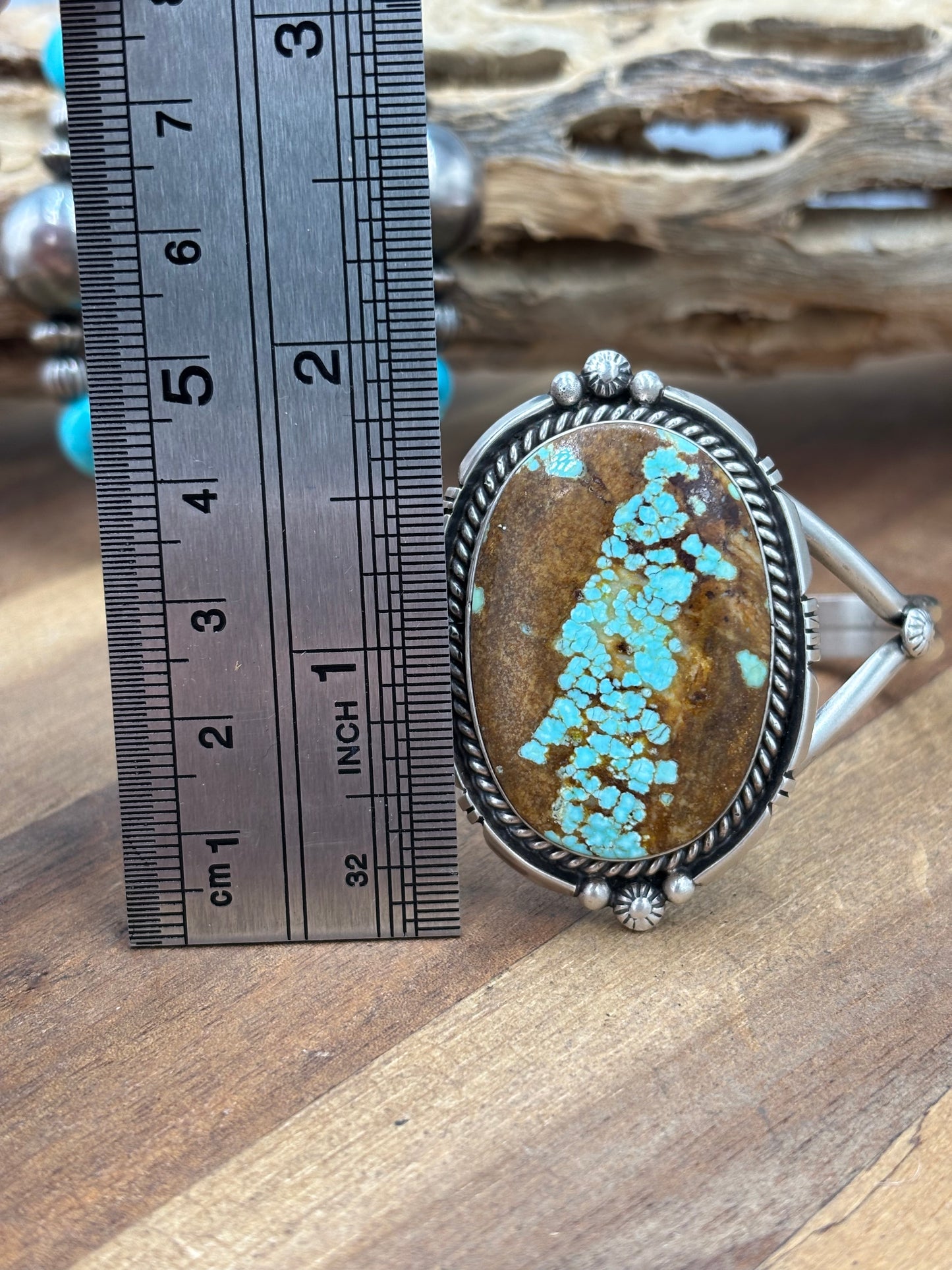 Mine #8 Turquoise #92-2 Cuff by Eugene Belone, Navajo