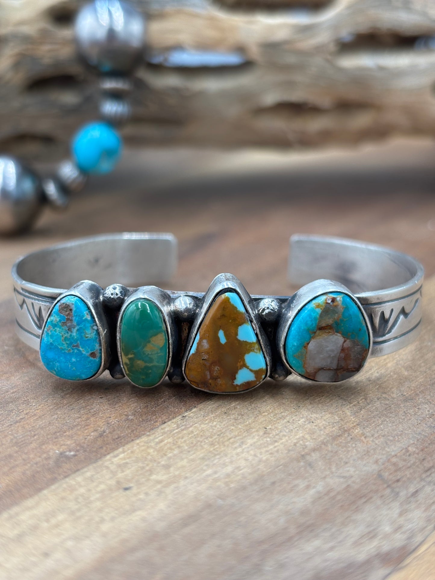 Royston Turquoise #92-4 Cuff by Rick Enriquez, Navajo