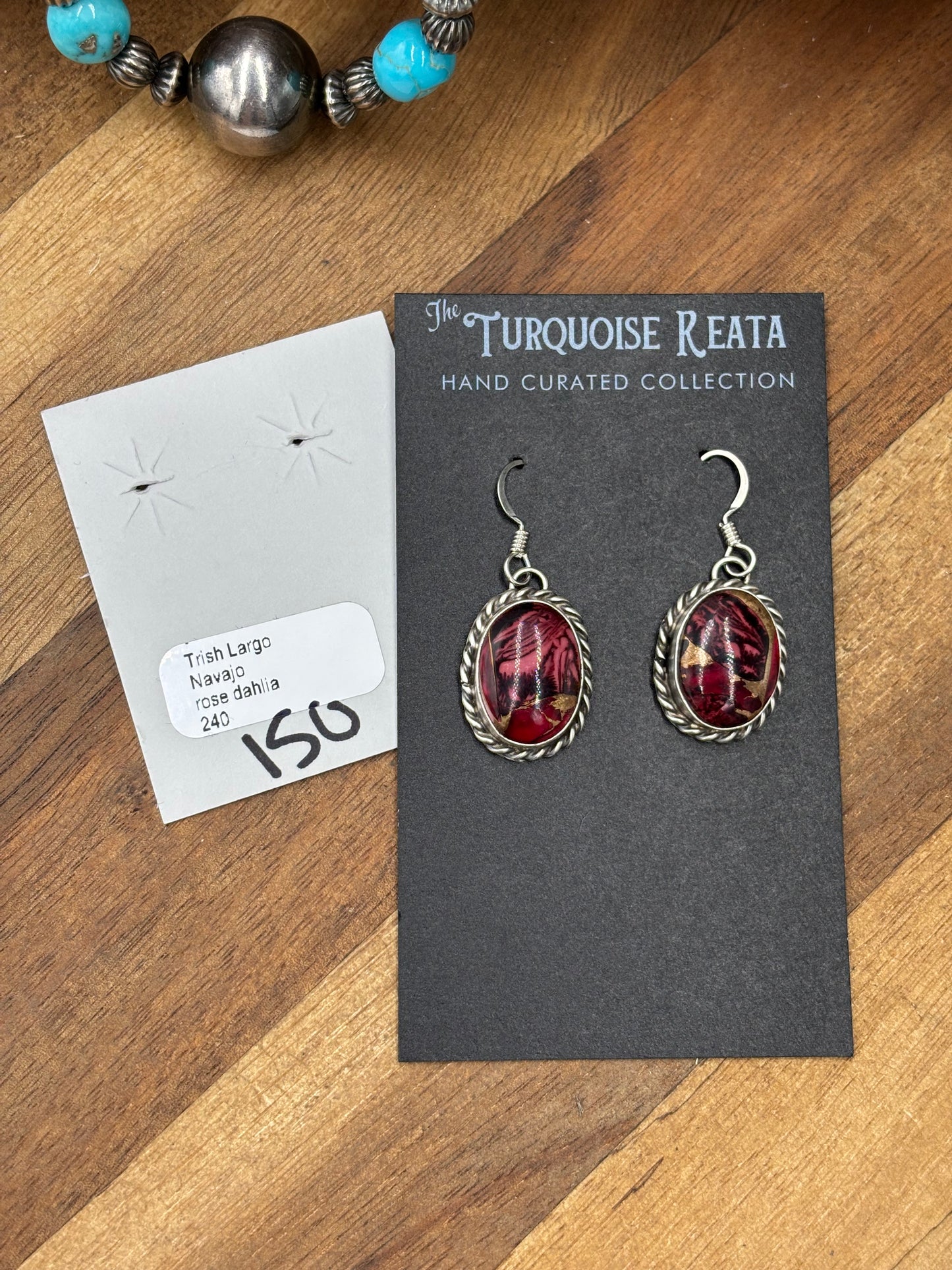 Rose Dahlia #92-8 Earrings by Trish Largo, Navajo