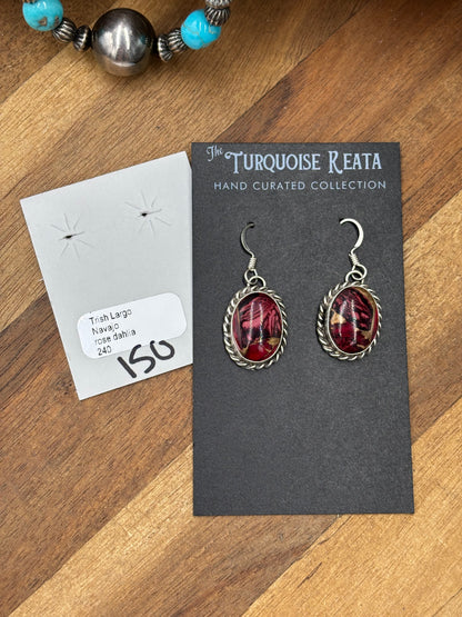 Rose Dahlia #92-8 Earrings by Trish Largo, Navajo