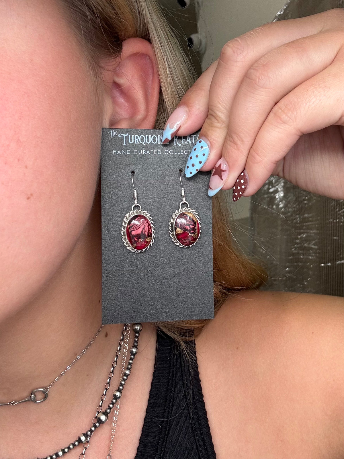 Rose Dahlia #92-8 Earrings by Trish Largo, Navajo
