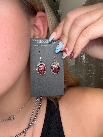 Rose Dahlia #92-8 Earrings by Trish Largo, Navajo