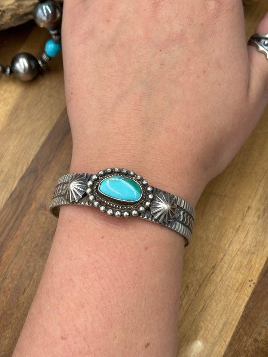 Sonoran Turquoise #92-10 Cuff by Tillie John, Navajo