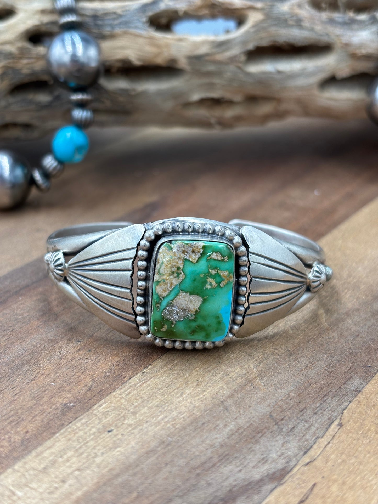 Sonoran Turquoise #92-12 Cuff by Gabriel Jurardo, Mexican