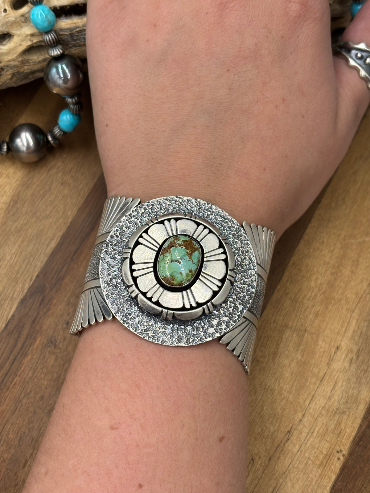 Sonoran Turquoise #92-13 Cuff by D Benally, Navajo