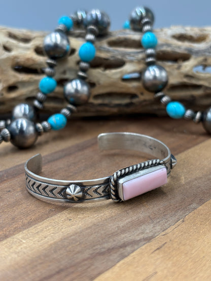 Pink Conch #96-46 Cuff by Rick Enriquez, Navajo