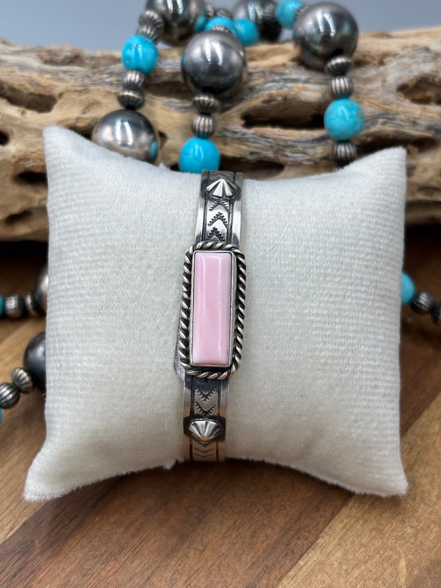 Pink Conch #96-46 Cuff by Rick Enriquez, Navajo