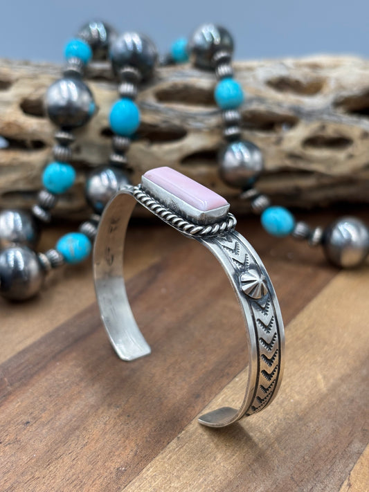 Pink Conch #96-46 Cuff by Rick Enriquez, Navajo