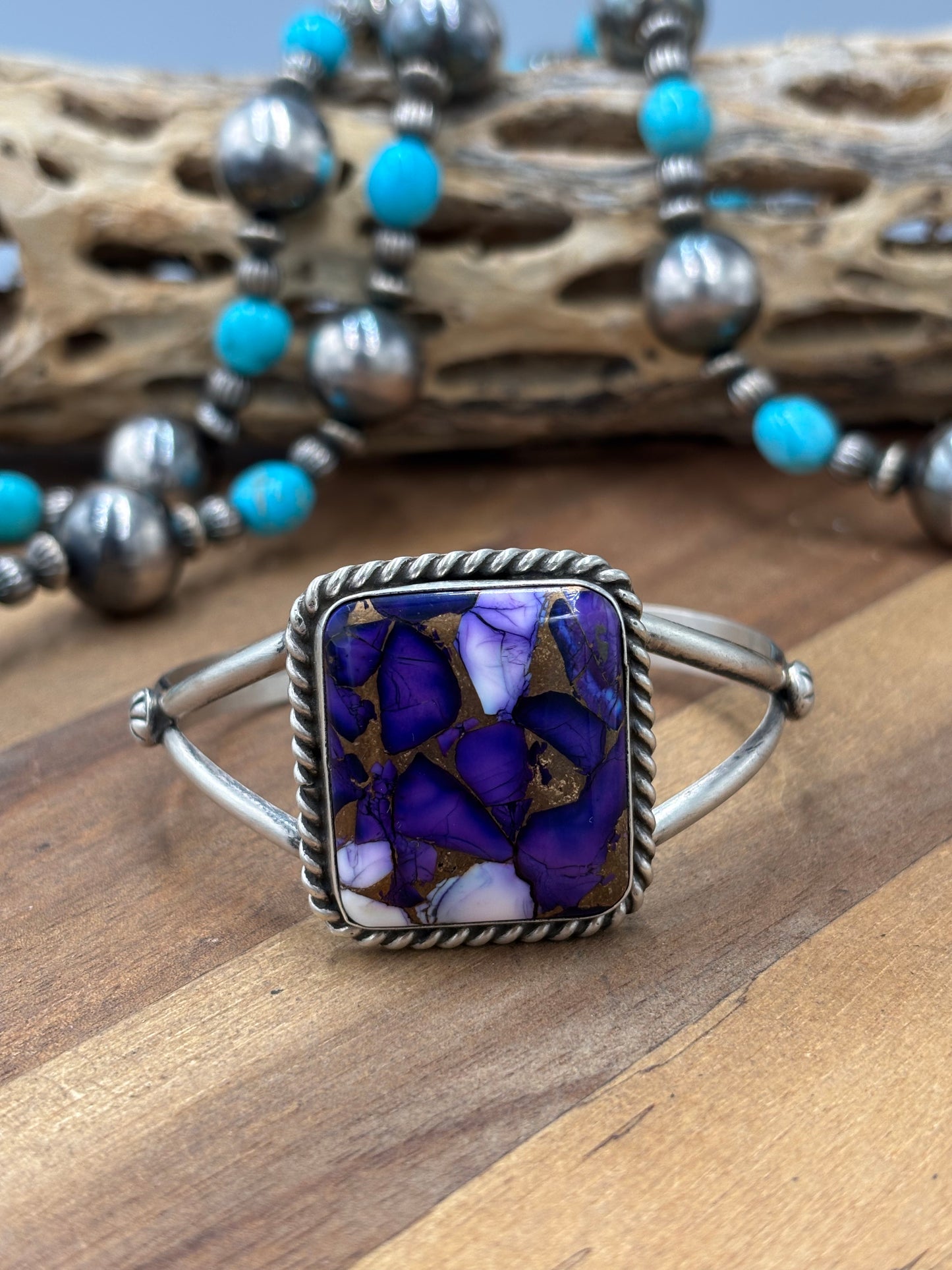 Lavender Dahlia #96-44 Cuff by Augustine Largo, Navajo