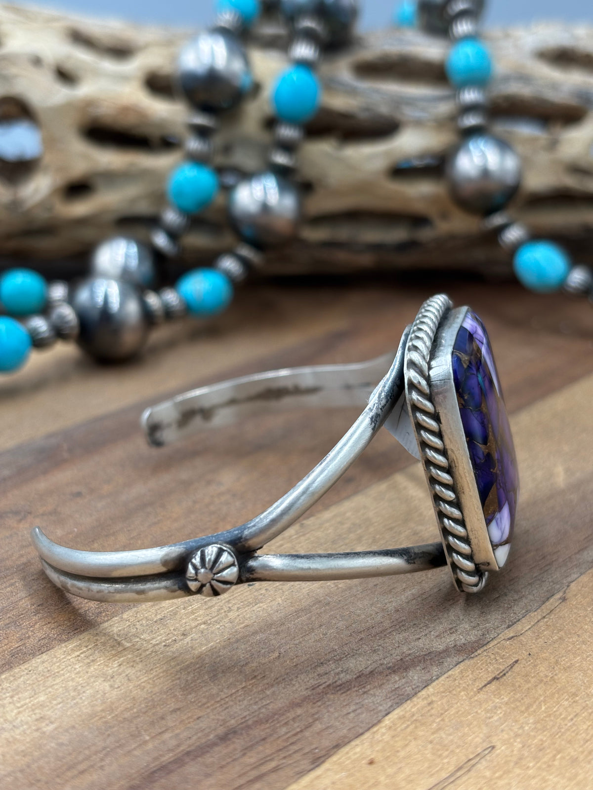 Lavender Dahlia #96-44 Cuff by Augustine Largo, Navajo