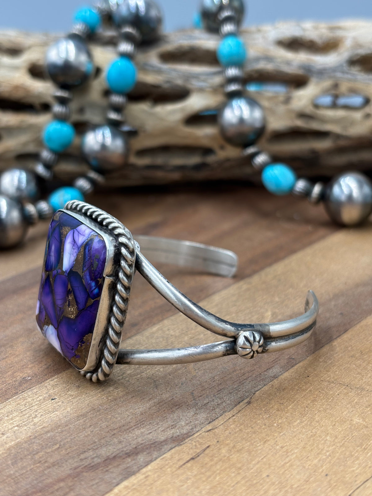 Lavender Dahlia #96-44 Cuff by Augustine Largo, Navajo