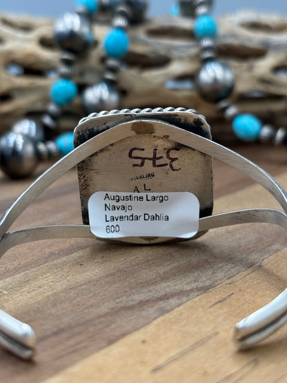 Lavender Dahlia #96-44 Cuff by Augustine Largo, Navajo