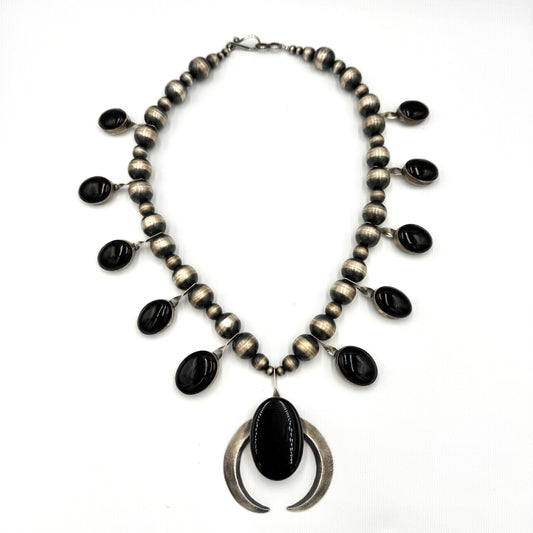 Black Onyx Statement Necklace by Chimney Butte, Navajo
